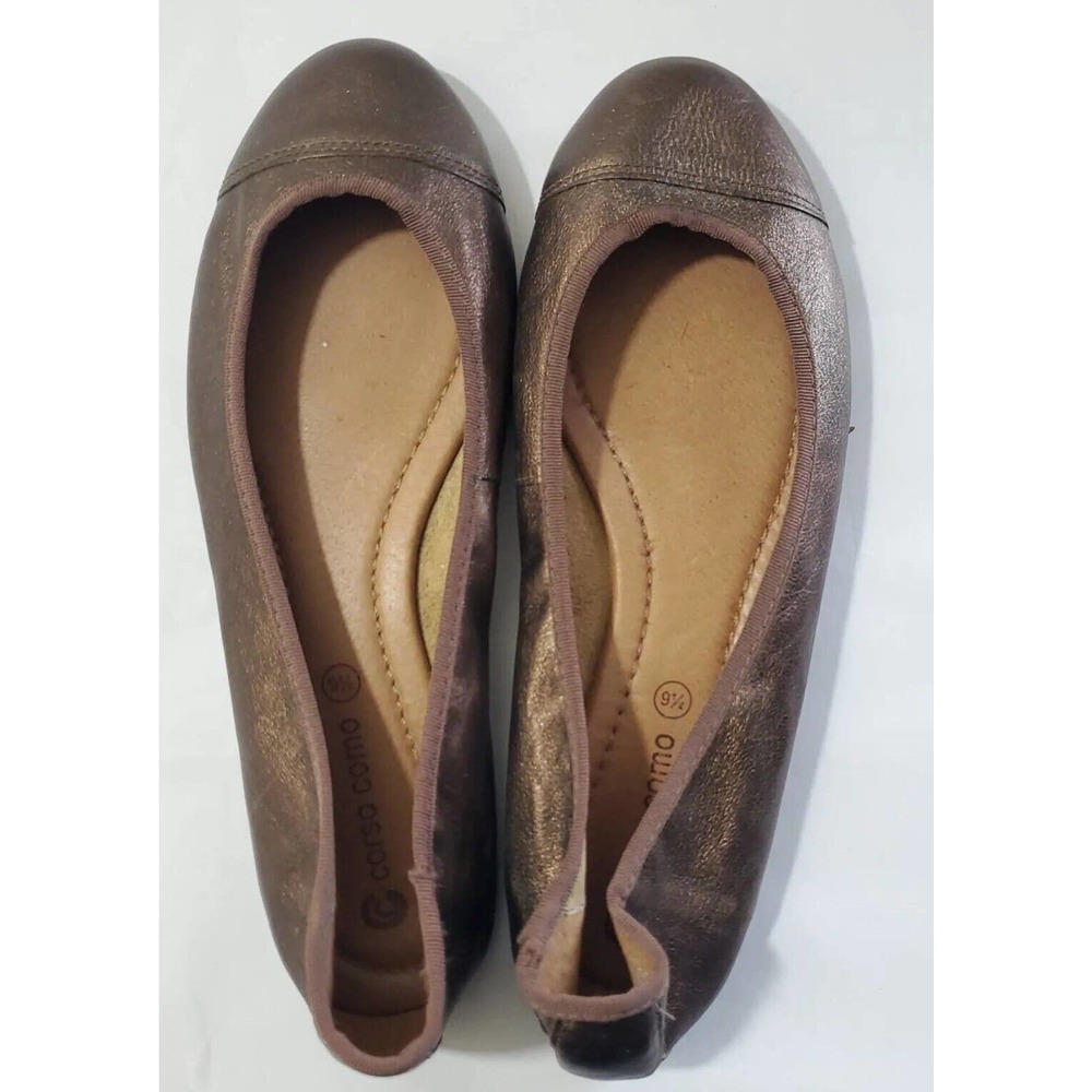 Corso Como Women's Slip On Flats Shoes Size 9.5 Frosted Brown Leather Round Toe - Picture 7 of 9